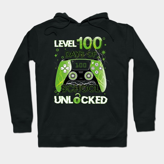 Level 100 Days Of School Unlocked Gamer Gift Hoodie by GShow